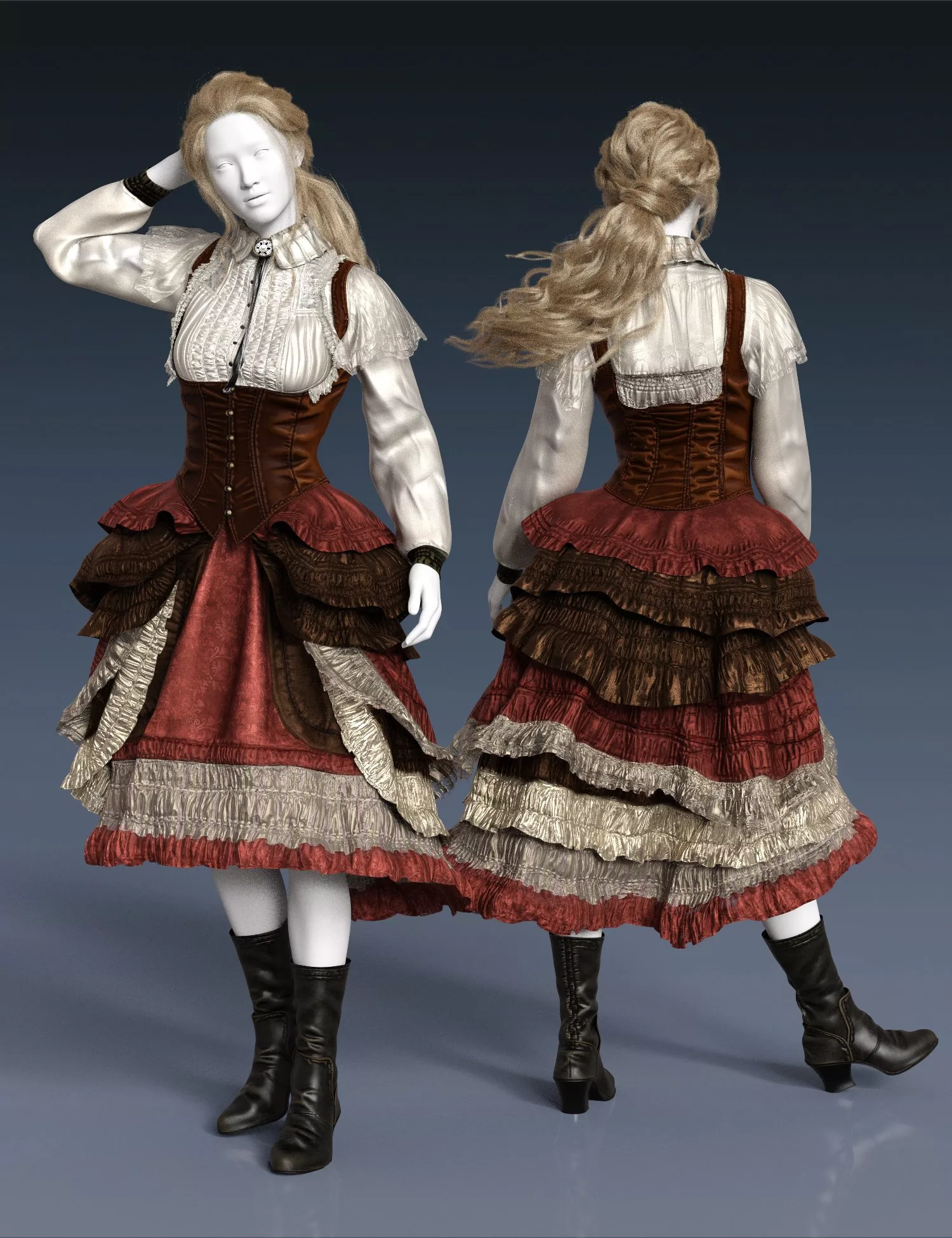dForce Saloon Dress Outfit for Genesis 9