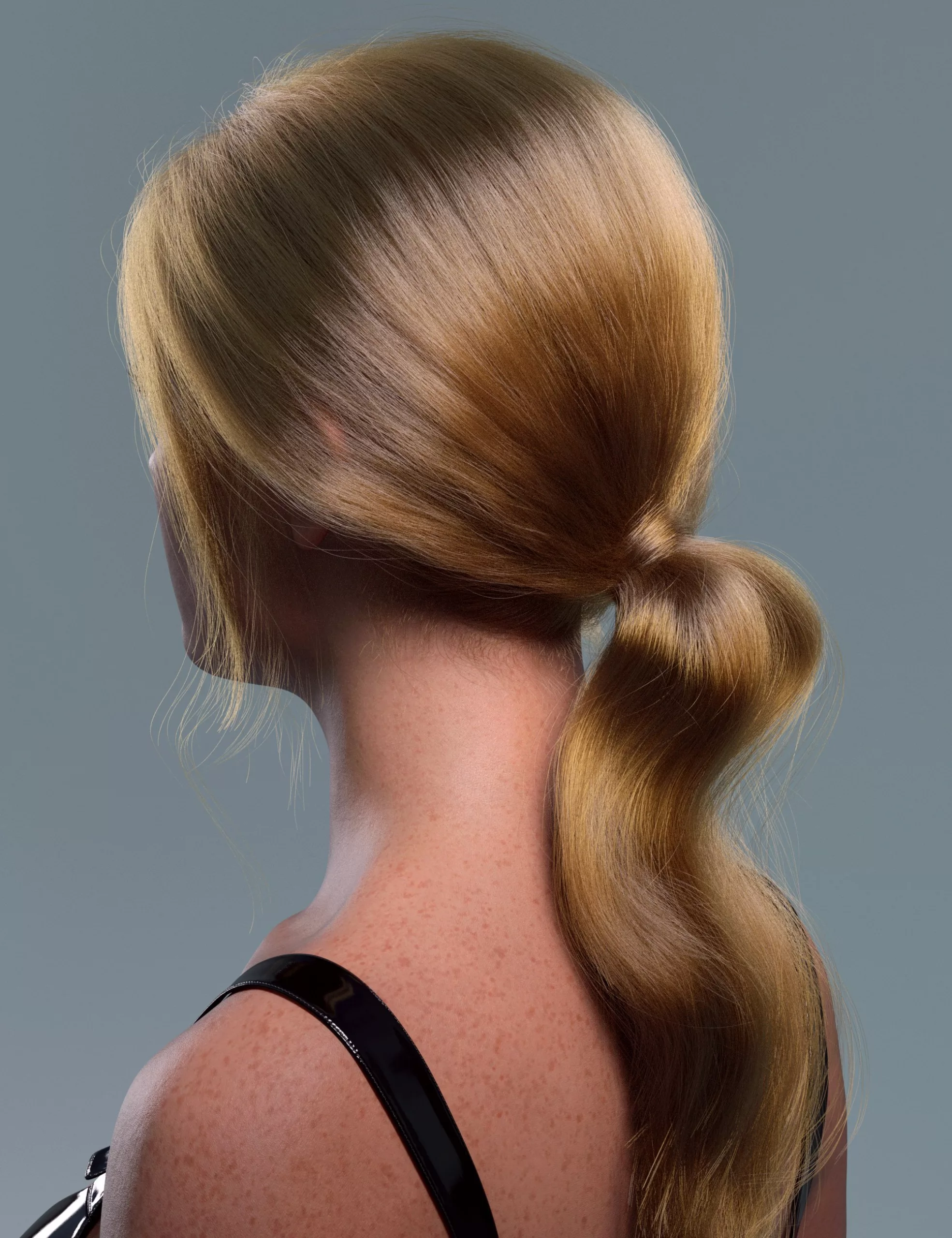 dForce Strand-Based Messy Low Ponytail Hair for Genesis 9