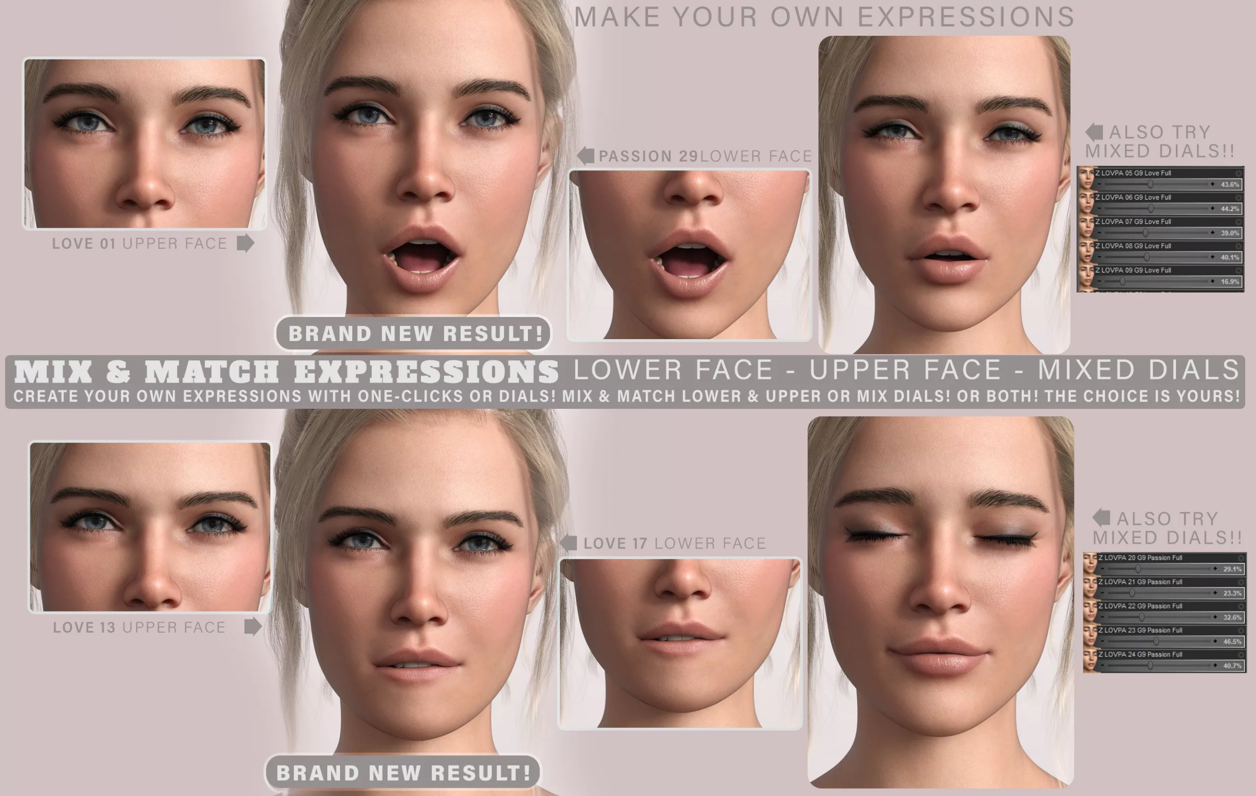 Z Love and Passion Expressions for Genesis 9