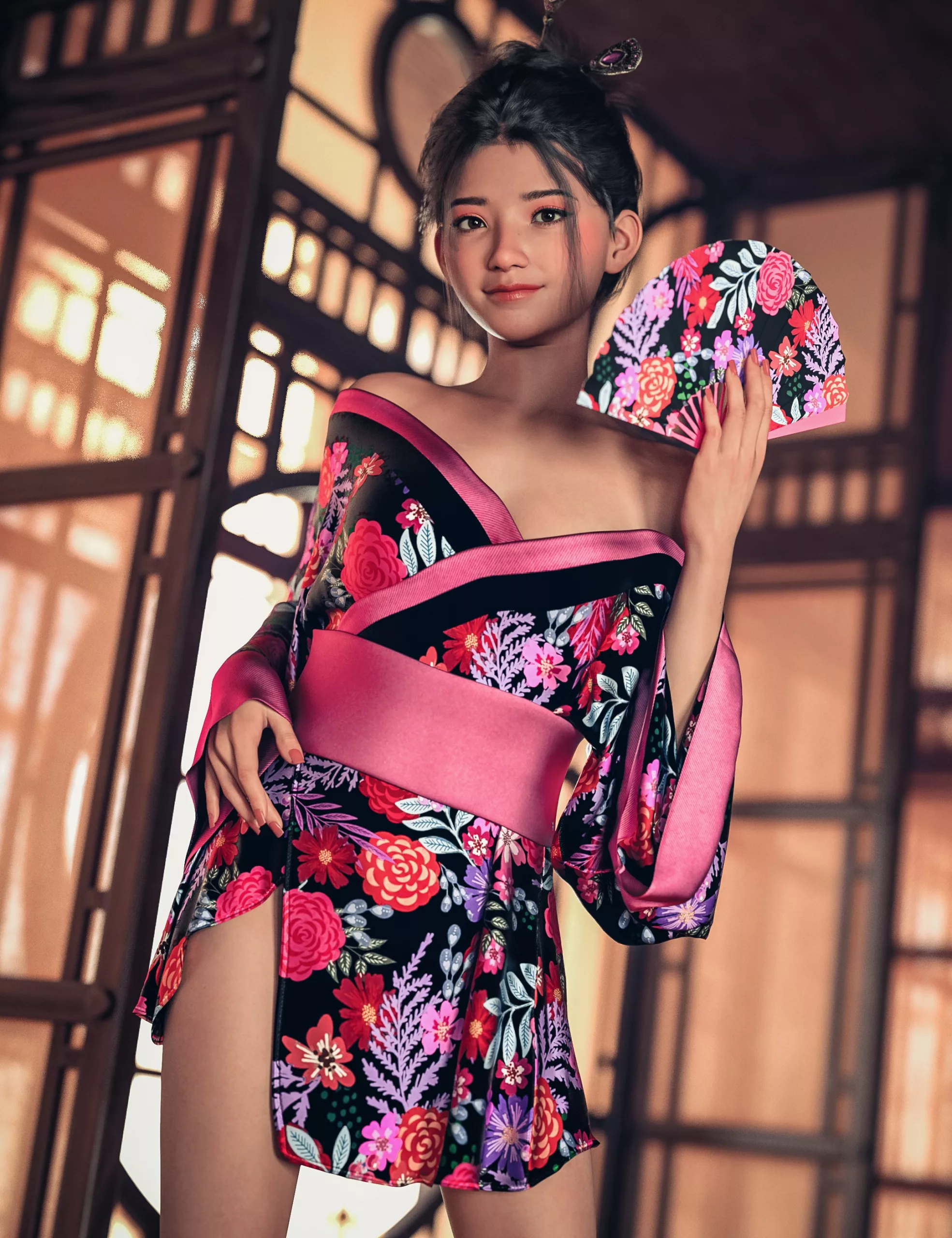 AH dForce Hot Kimono Outfit For Genesis 9