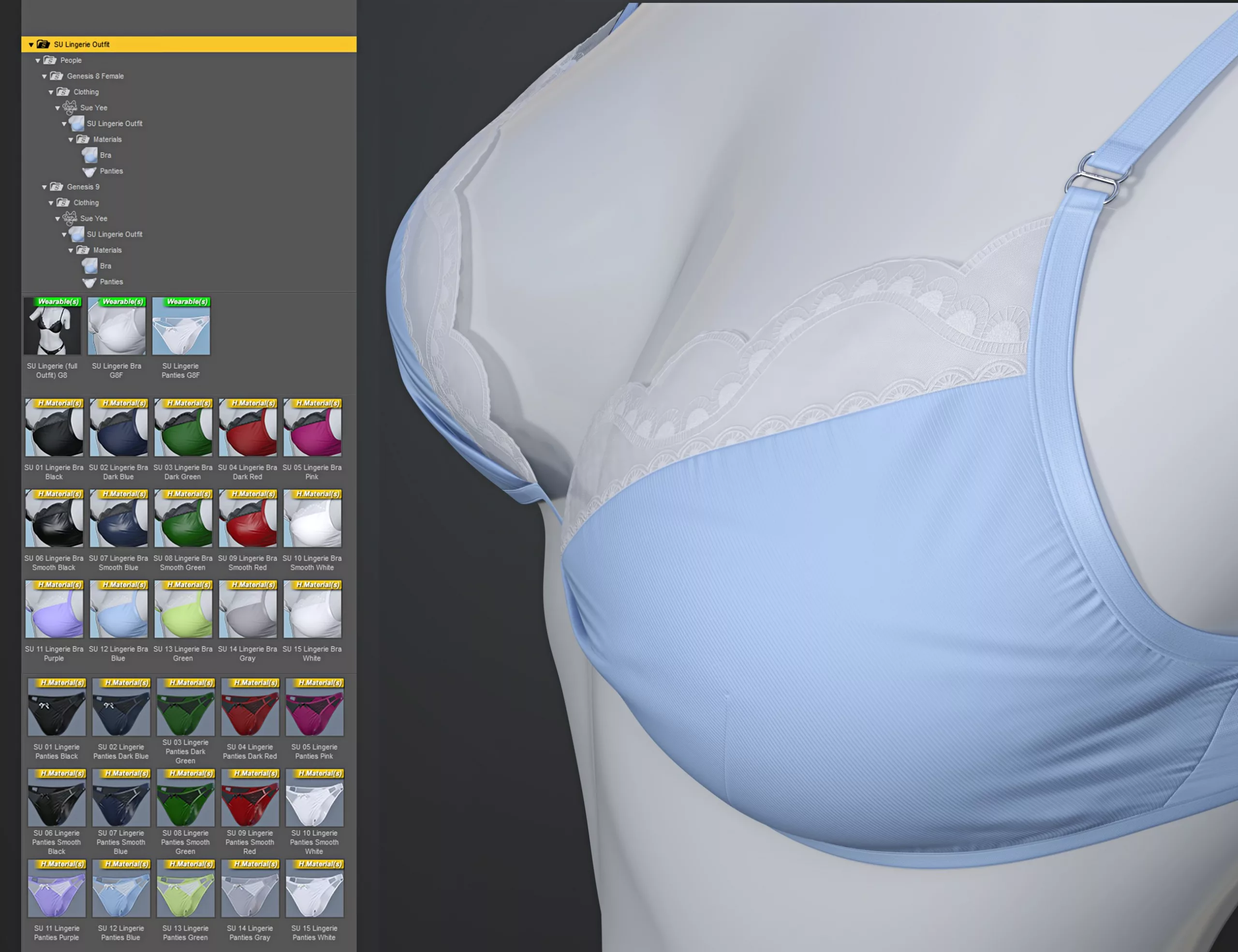 SU Lingerie Outfit for Genesis 9, 8.1, and 8 Female