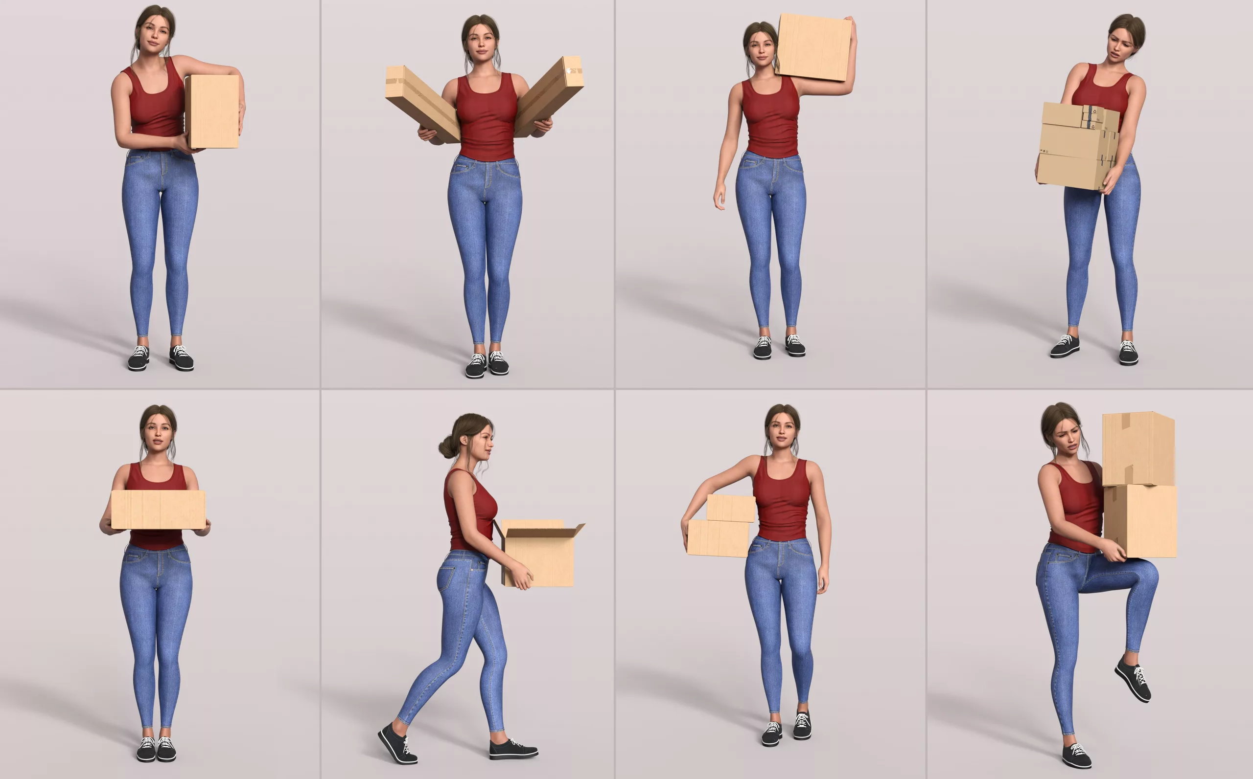 Z Lifting and Carrying Boxes Utility Pose Mega Set for Genesis 9 and 8 Female