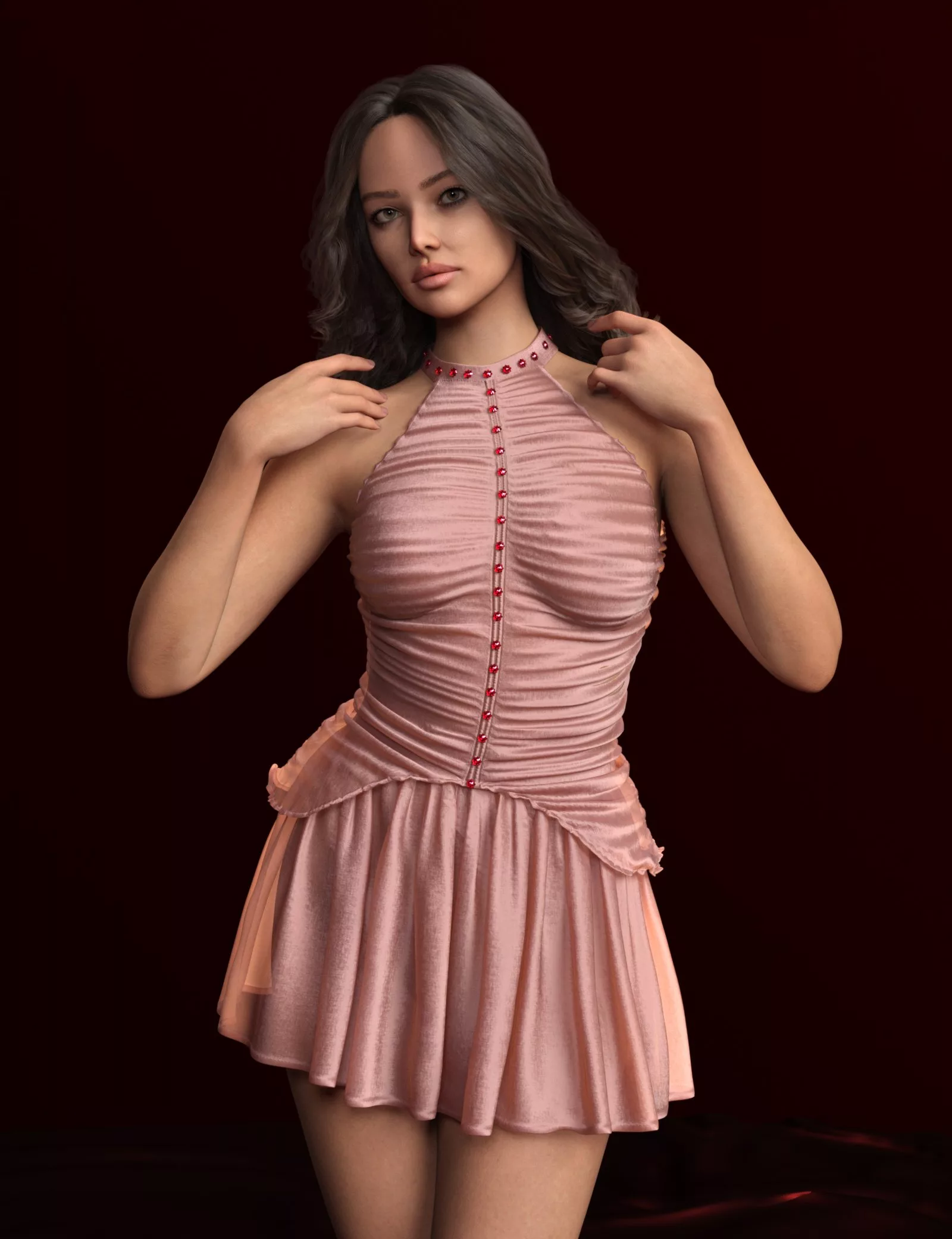 dForce MK Pleated Halter Dress for Genesis 9