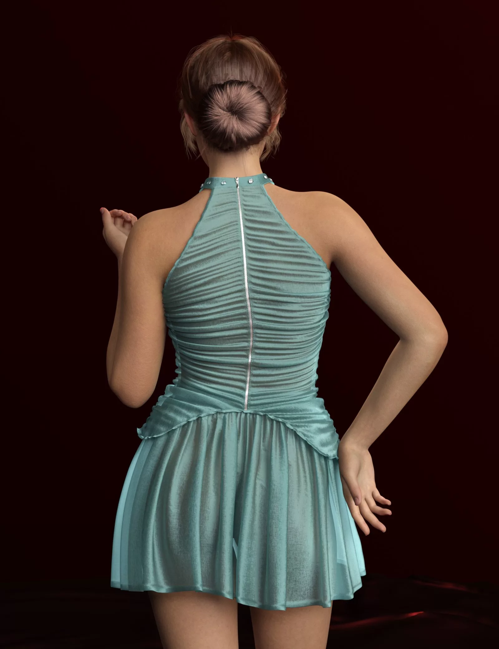 dForce MK Pleated Halter Dress for Genesis 9