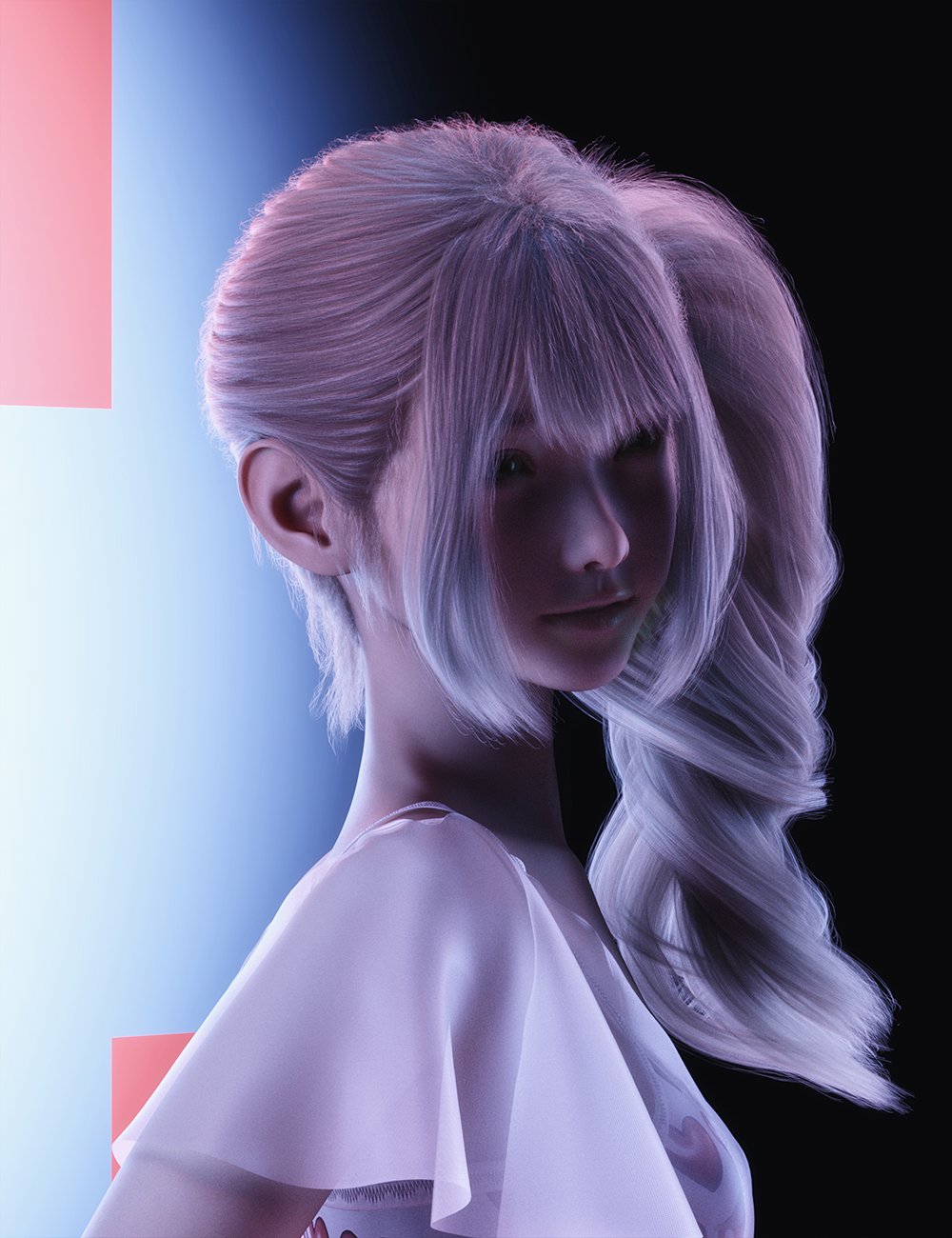 dForce Nirv Y2K Side Ponytail Hairstyle for Genesis 9 and 8 Female