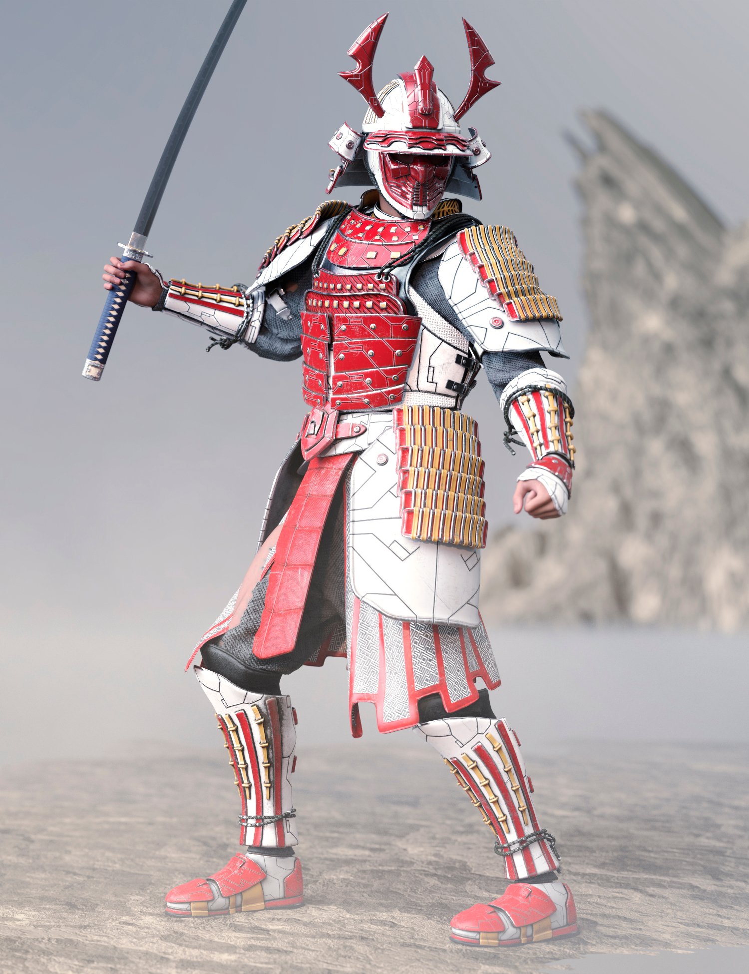dForce Imperial Tech-Samurai Armor for Genesis 9 Add-On dForce Imperial Tech-Samurai Armor for Genesis 9 Add-On