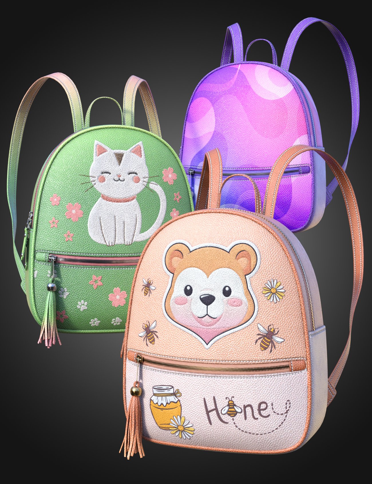 SE Cute Backpack and Pose Set for Genesis 9 and 8 Female ⋆ Freebies Daz 3D