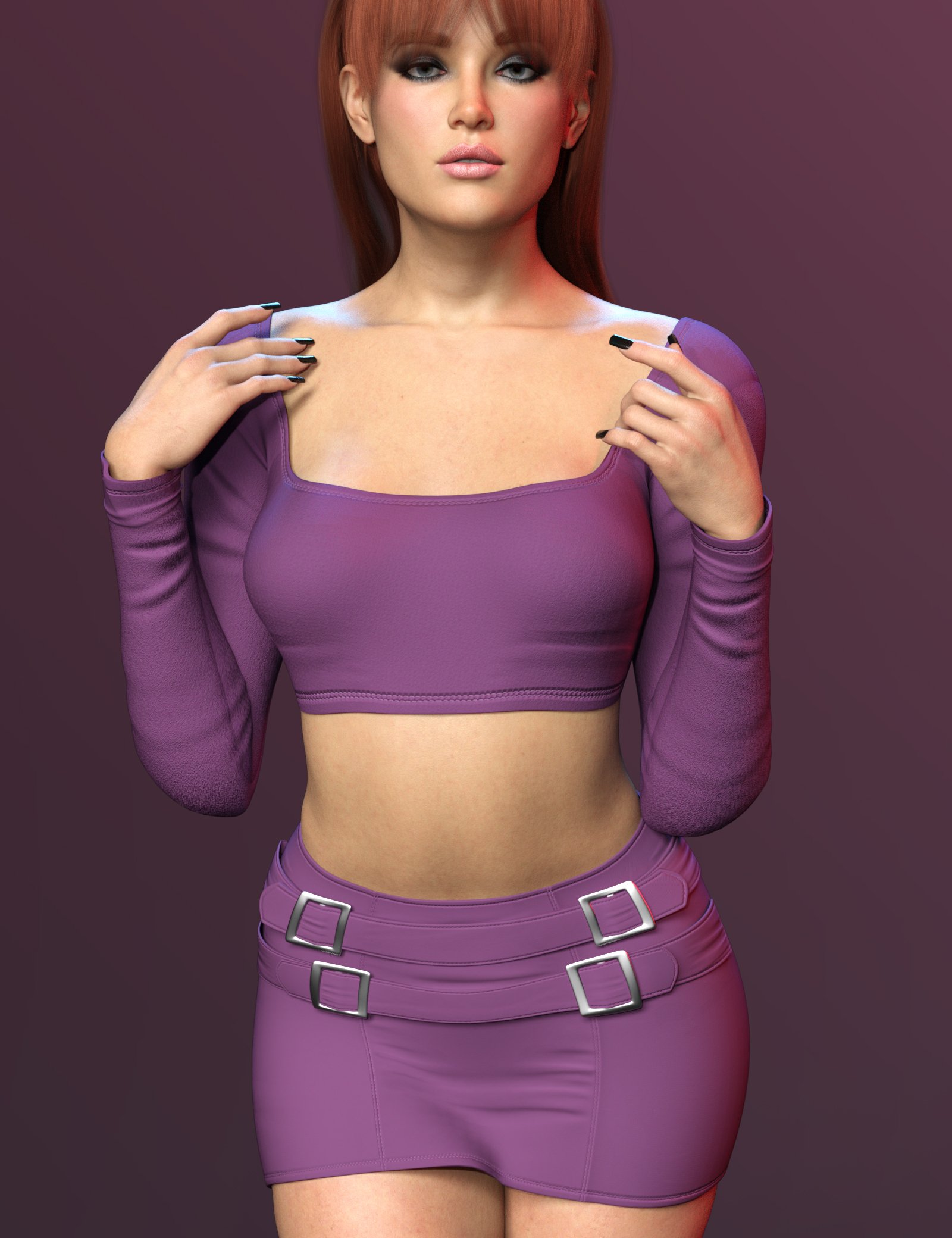 X-Fashion Buckles Skirt Set for Genesis 9