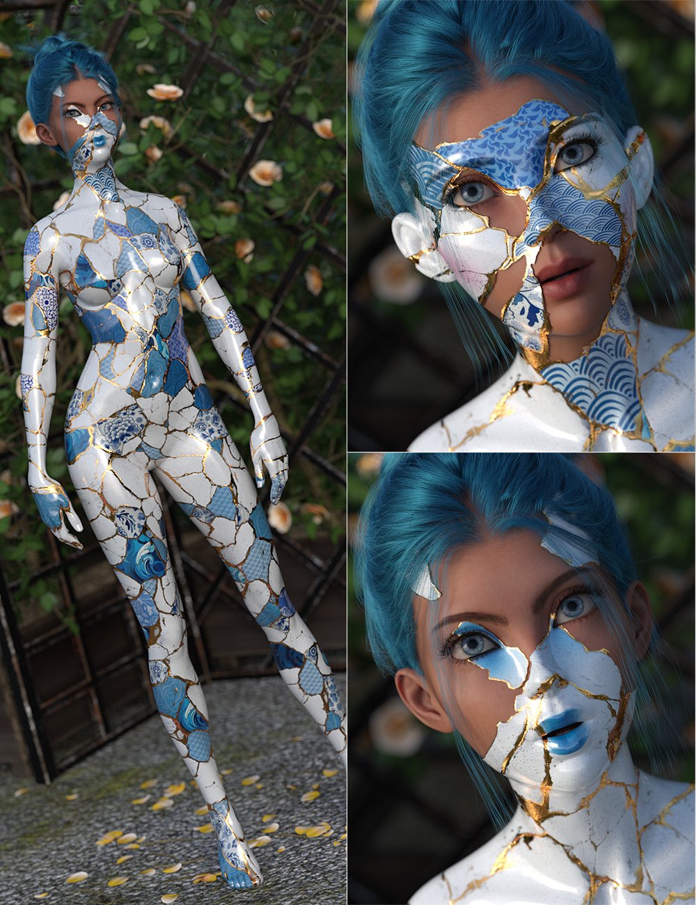 Kintsugi Inspired Skin Builder for Genesis 9