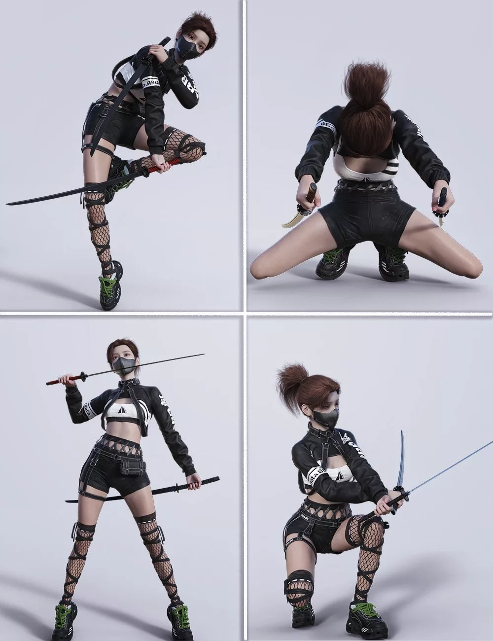 KuJ Double Sword Flow Poses for Genesis 9 and 8 Female