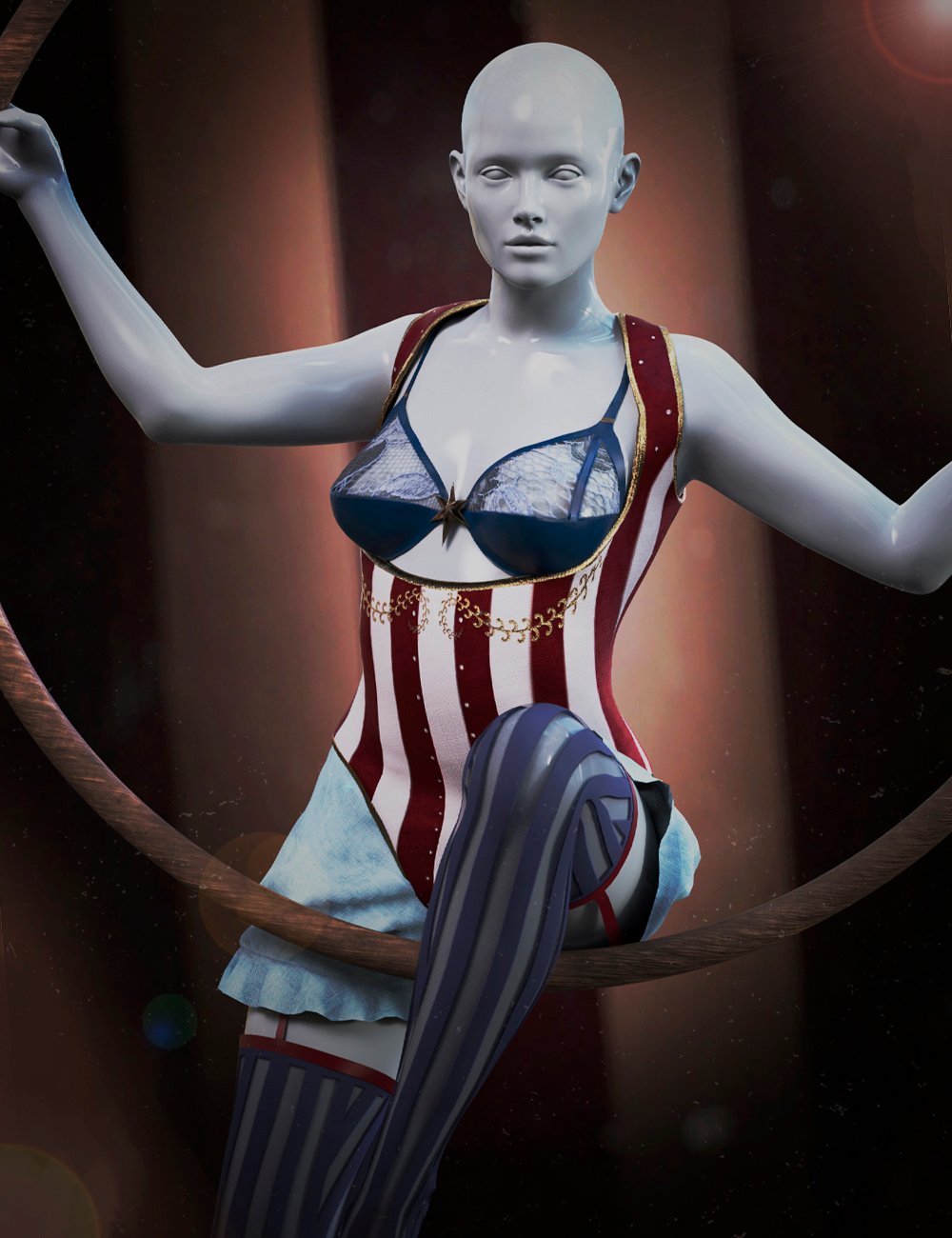 dForce LA Circus Outfit for Female Genesis 9 and 8