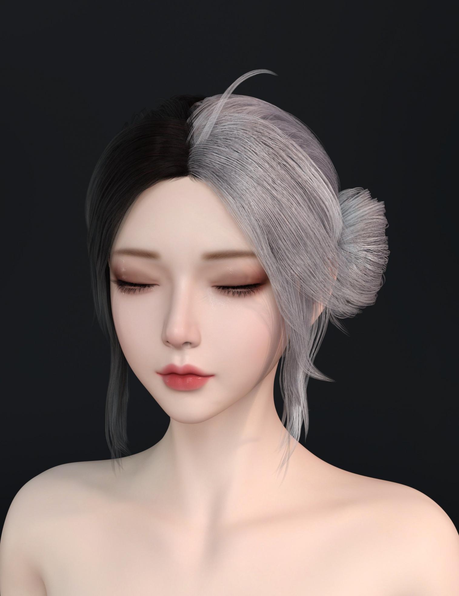 Noki Dual-Tone Low Bun Hair for Genesis 9