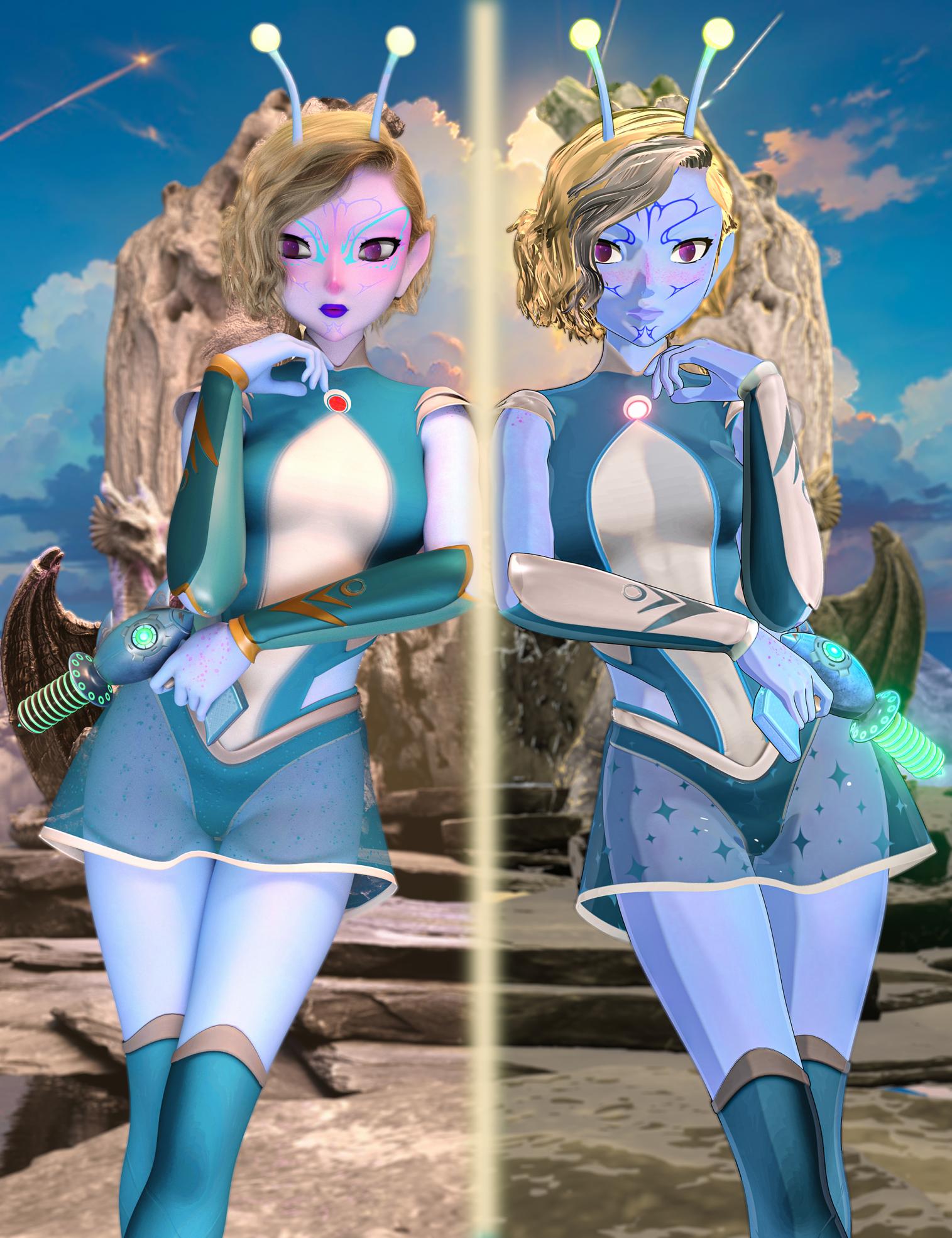 Galaxy Alien Outfit and Shape for Genesis 9 and Genesis 9 Toon