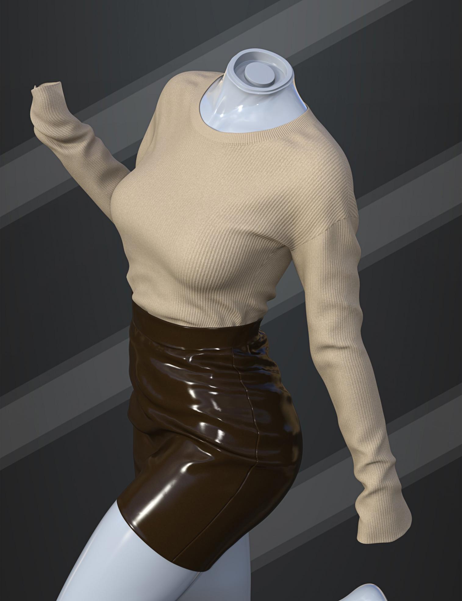 dForce SU Loose Sweater Set for Genesis 9, 8.1, and 8 Female